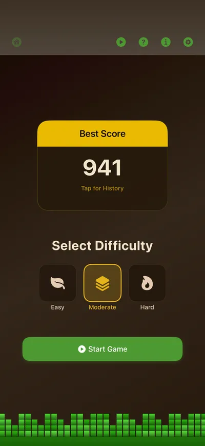 Home screen showing the puzzle board