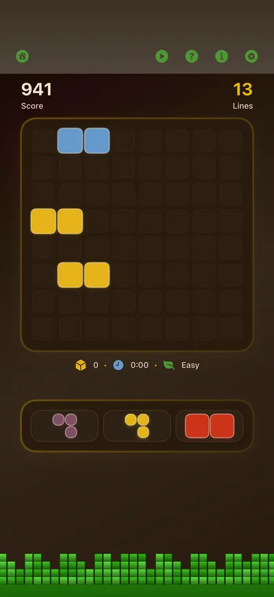 Gameplay screen with blocks being placed